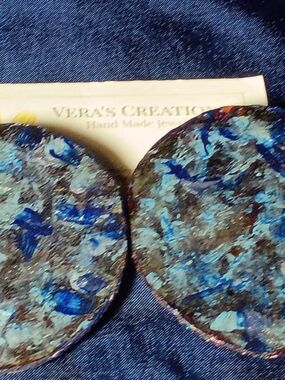 Blue Floral Round Earrings